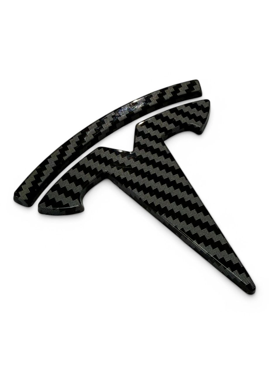 Накладки на оригінальні емблеми на капот Тесла Model Y, Model 3 карбон глянець Tesla (354698718)