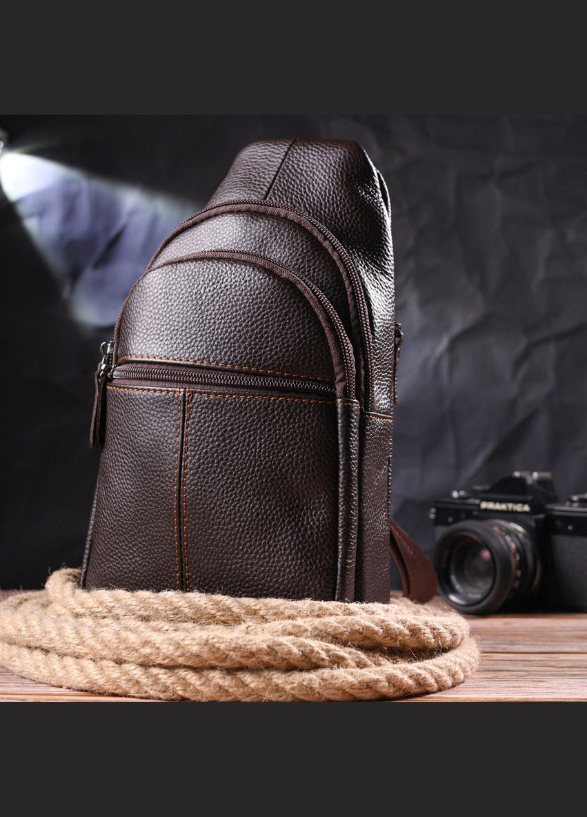 Сумка чоловіча через плече шкіряна слінг 21308 слінг Коричнева Vintage (302008040)