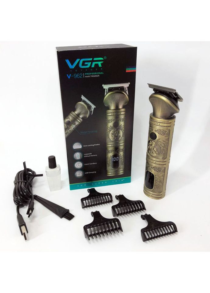 Аккумуляторная машинка для стрижки волос V-962 триммер для бороды и усов с насадками 1-7 мм VGR (372600809)