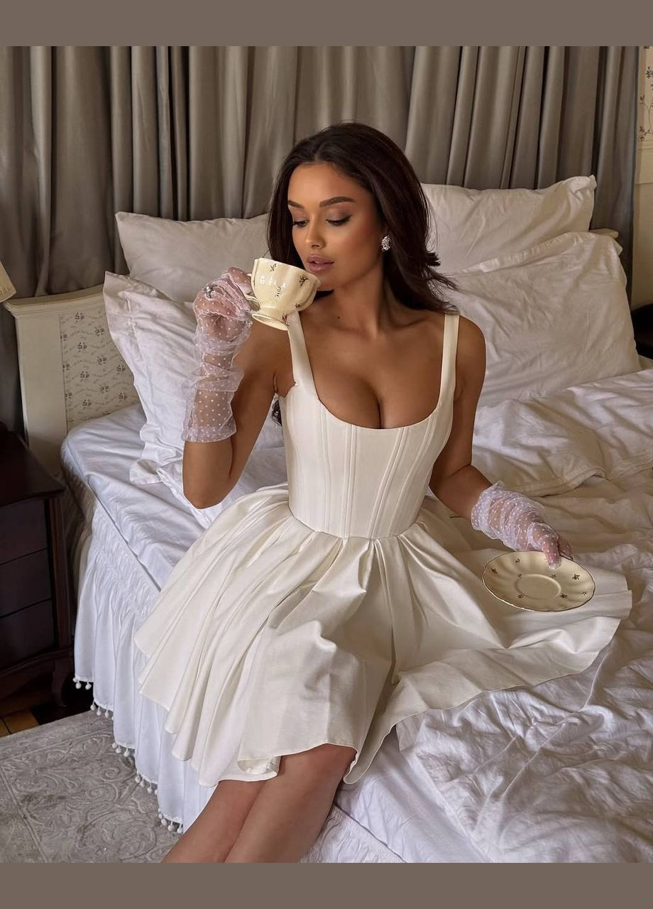 Молочное праздничный, вечернее платье No Brand однотонное