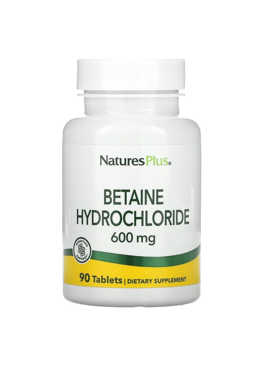 Бетаїн гідрохлорид Betaine Hydrochloride, 600 мг, 90 таблеток Nature's Plus (361117903)