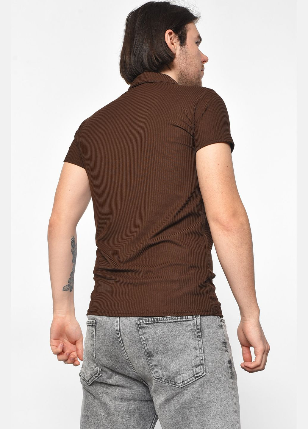 Коричнева футболка чоловіча поло коричневого кольору Let's Shop
