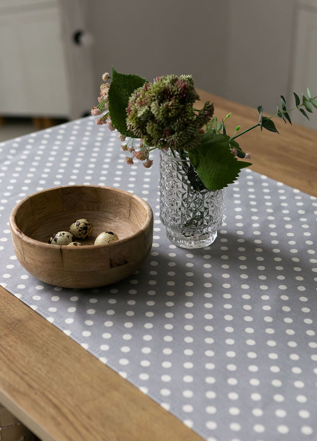 Скатертьдорожка (раннер) "Горошек серый" 180х47 см., тефлон Homedec - (321982165)