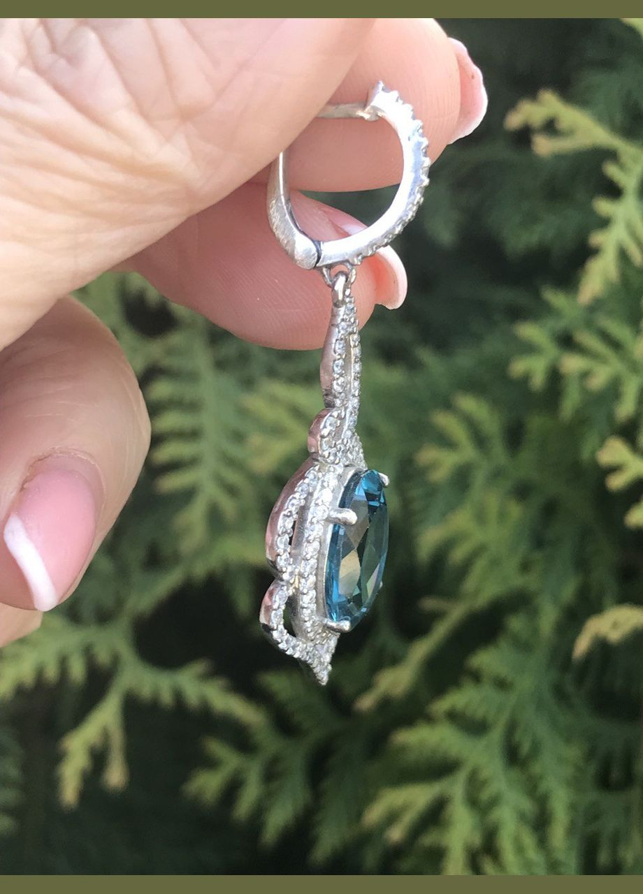 Сережки срібні з кварцом London blue Василиса 2218/9р кварц No Brand (316397566)