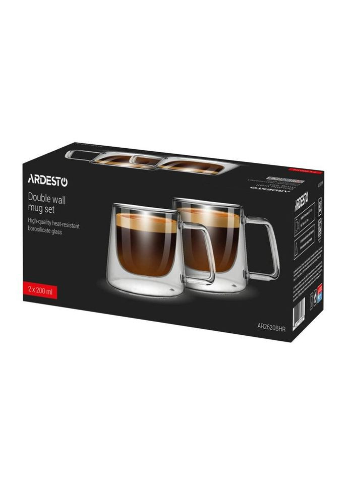 Набір чашок із подвійними стінками AR2620BHR 200 мл 2 шт Ardesto (324824707)