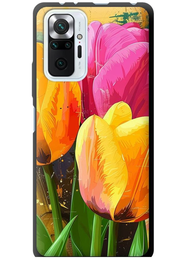 TPU черный чехол 'Нарисованные тюльпаны' для Endorphone Xiaomi Redmi Note 10 Pro (282929658)