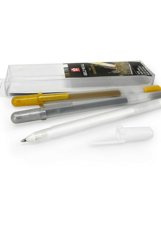 Набір гелевих ручок METALLIC ЗОЛОТО-СРІБЛО-БІЛА 3шт Sakura (362580828)