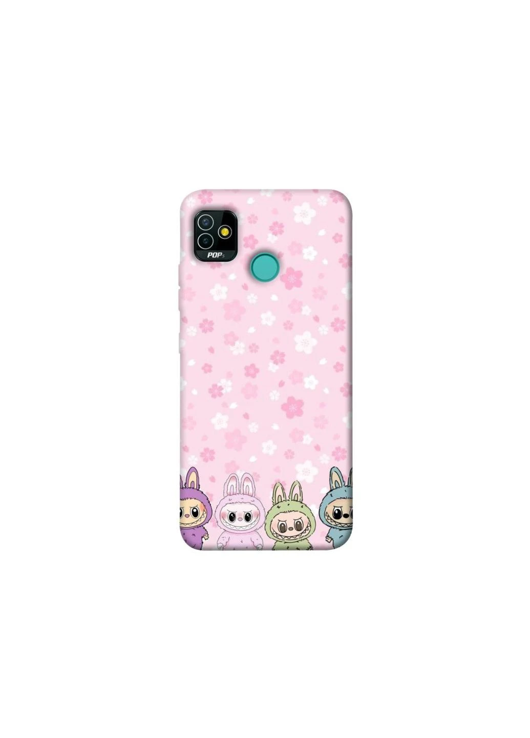 Чехол на TECNO POP 5 LABUBU THE MONSTERS Pink Frontalka (353695125)