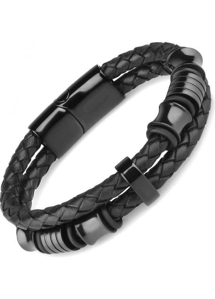 Чорний чоловічий браслет зі шкіри LR-2006-21 (Довжина: 21см) WellDone (334000161)