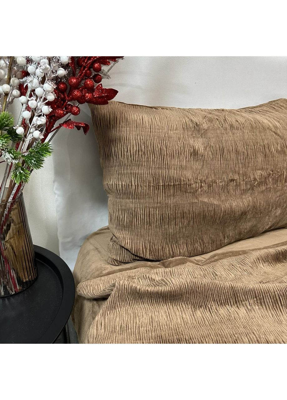 Постельное белье "Luxury Жатка Велюр" (Евро). 200х230 см коричневого цвета. No Brand (367912391)