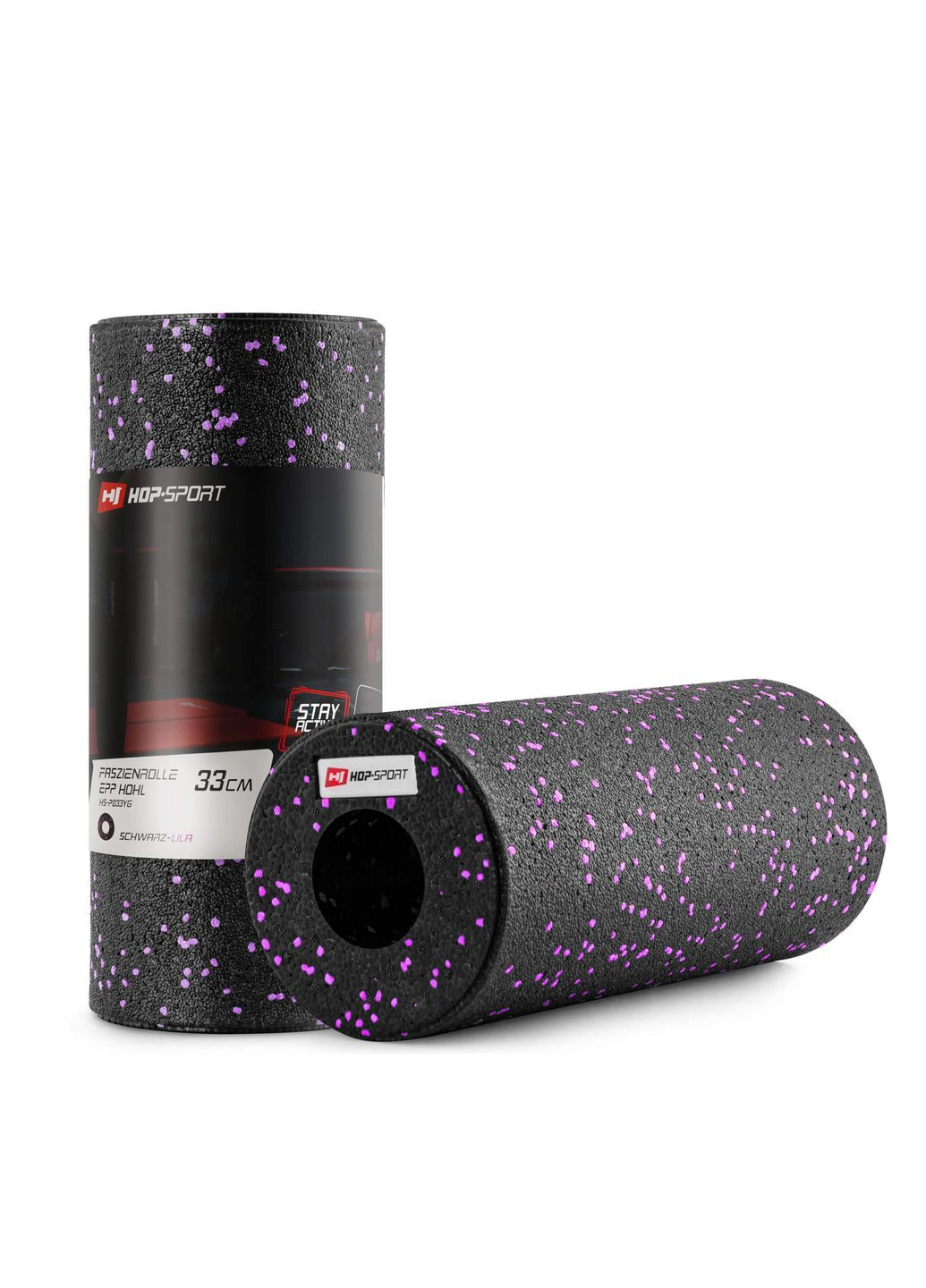 Роллер массажер (валик, ролик) гладкий EPP 33см HS-P033YG черно-фиолетовый Hop-Sport (303127102)