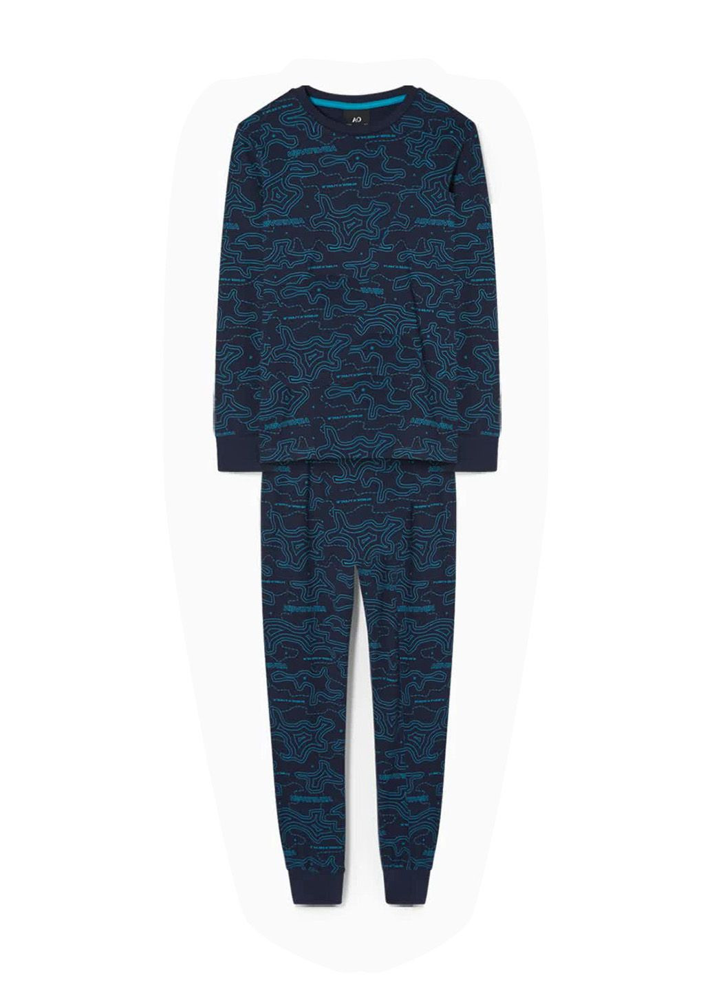 Синяя всесезон пижама (лонгслив, штаны) C&A