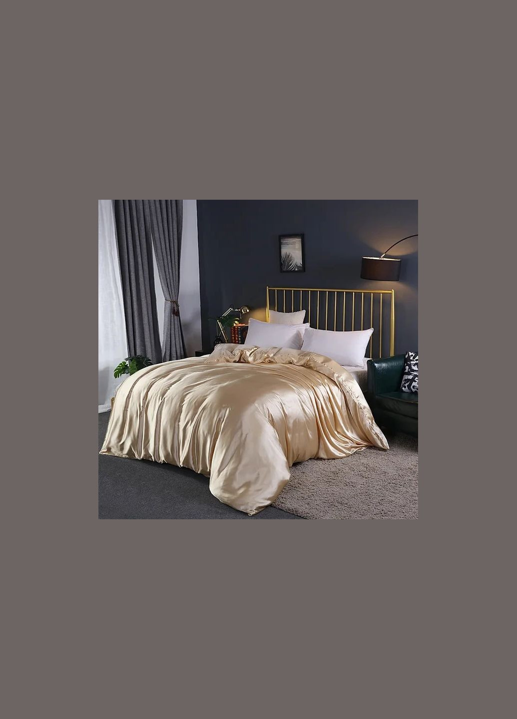 Атласное Бело-Золотое Семейное постельное белье 145*210 Moka textile (316632164)