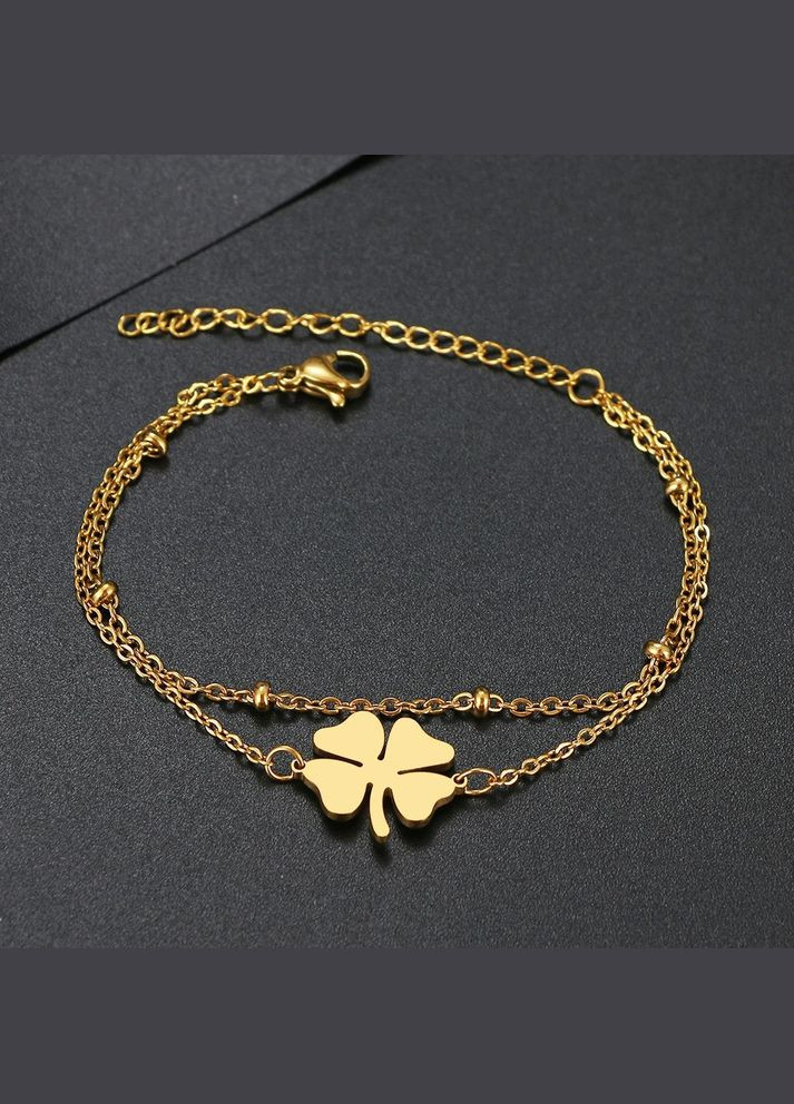 Жіночий браслет з Чотирилистою конюшиною ніжний браслет з нержавіючої сталі золотистий Fashion Jewelry (285814502)