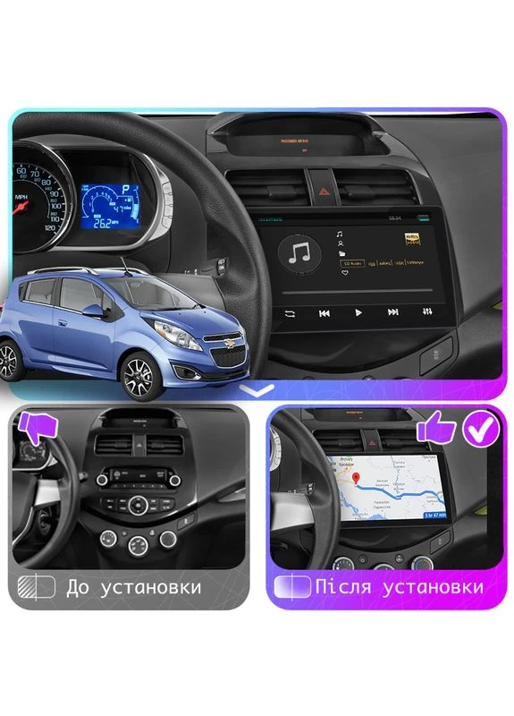 Штатна магнітола D9-002 для Chevrolet Spark III 2009-2016 екран 9" 6/128Gb Decker (378928160)
