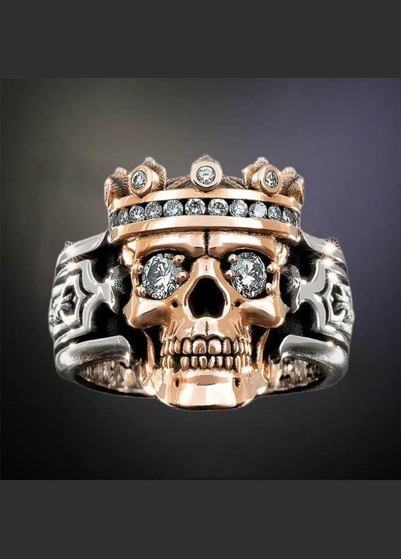 Модное мужское кольцо с черепом, кольцо в виде черепа в короне и кристаллами, панк, рок, байкер, размер 16 Fashion Jewelry (290114033)