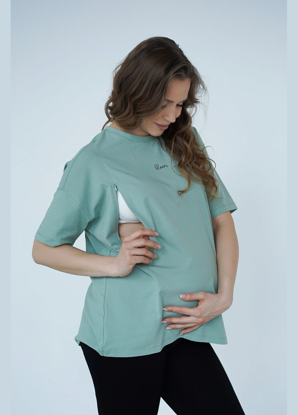 Футболка для беременных, арт. 24303 (голубая) Мамин Дім - (335053041)
