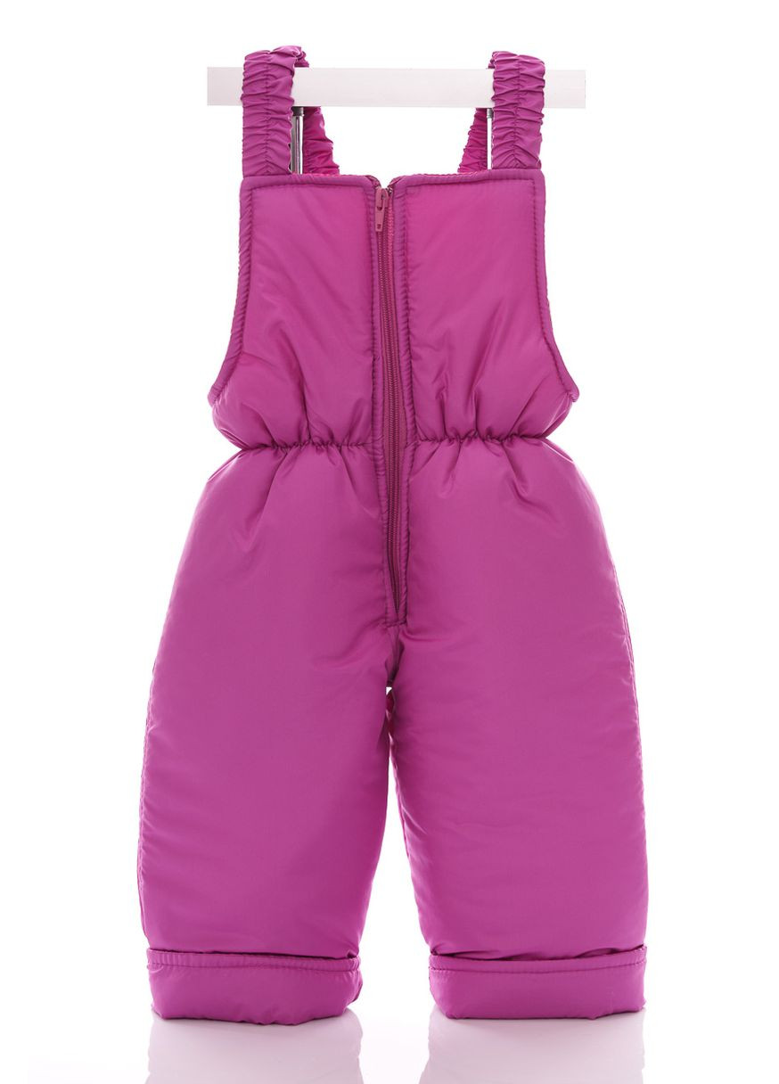 Рожевий зимній комбінезон на синтепоні для дівчинки з принтом сердечек нуль підстібка рожеве коричневе хутро 86 см (50726) BABYKROHA