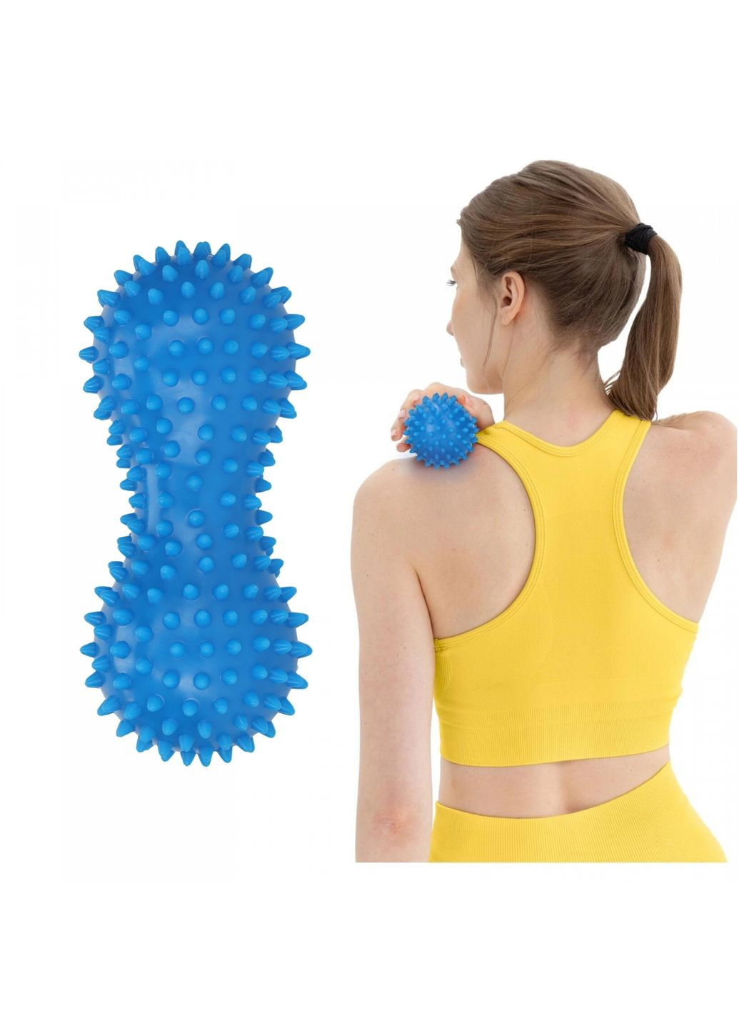 Массажный мяч двойной с шипами Spike+ 7 x 16 см Blue () 4FIZJO P-5905973403337 (341528793)