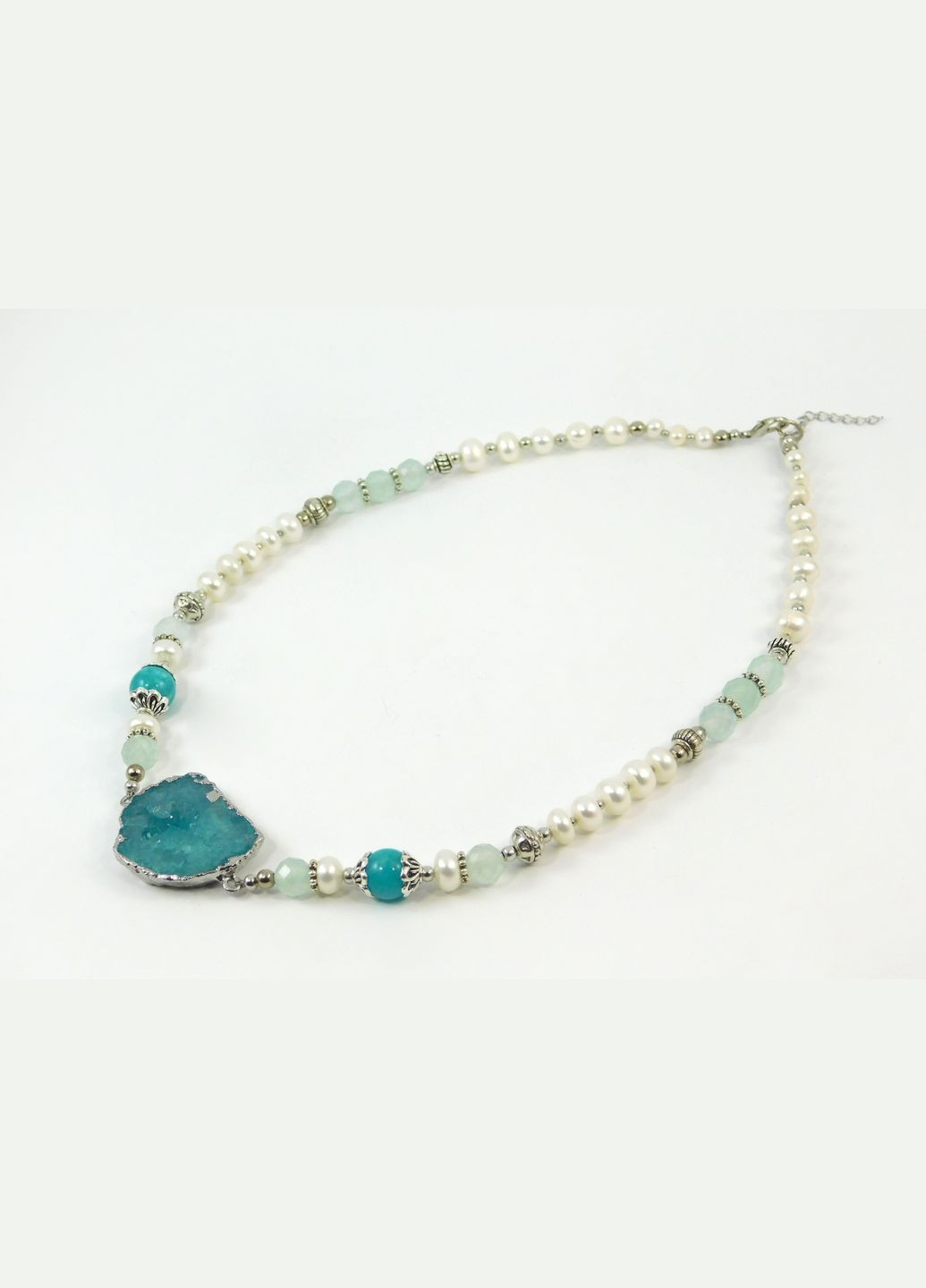 Эксклюзивные бусы "Аква" Аквамарин, Кварц грань, Жемчуг рондель Fursa fashion (322314497)