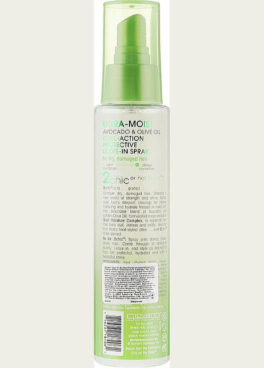 Увлажняющий спрей для волос 2chic Ultra-Moist Dual Action Protective Leave-In Spray Avocado & Olive Oil 118ml (85537-188247) Giovanni (368614578)