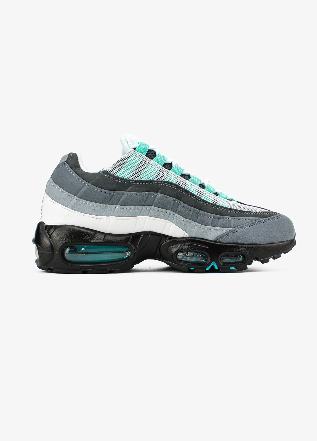 Сірі всесезон кросівки чоловічі nike air max 95 gray mint black | найк аір макс 95 сірі чорні No Brand