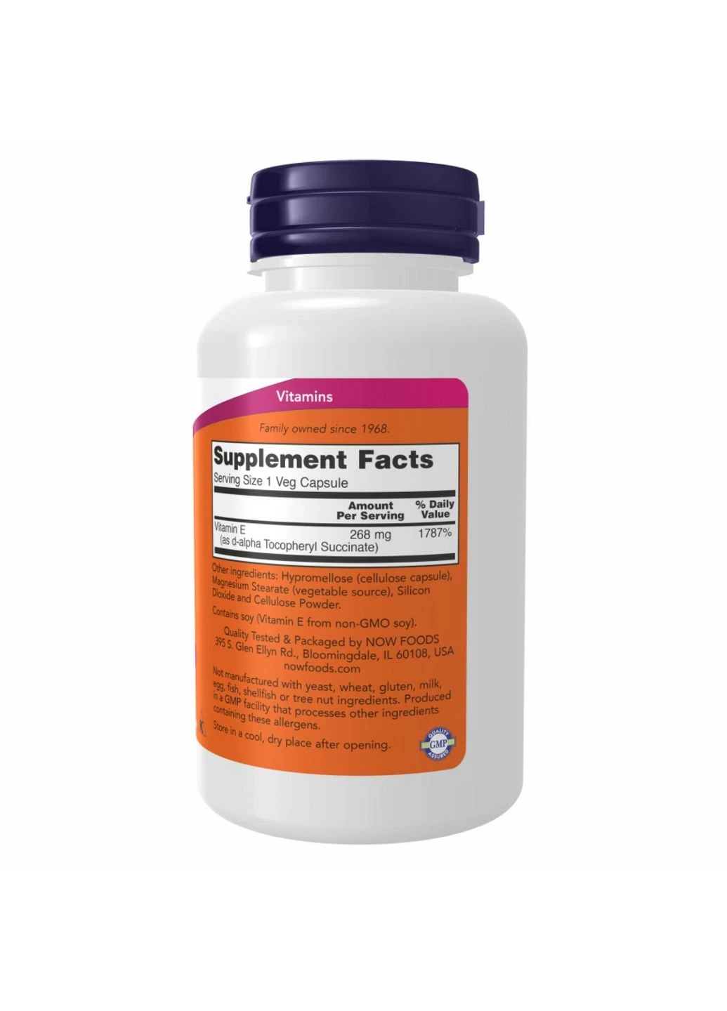 Витамины и минералы DRY E-400 - 100 vcaps Now Foods (296191118)