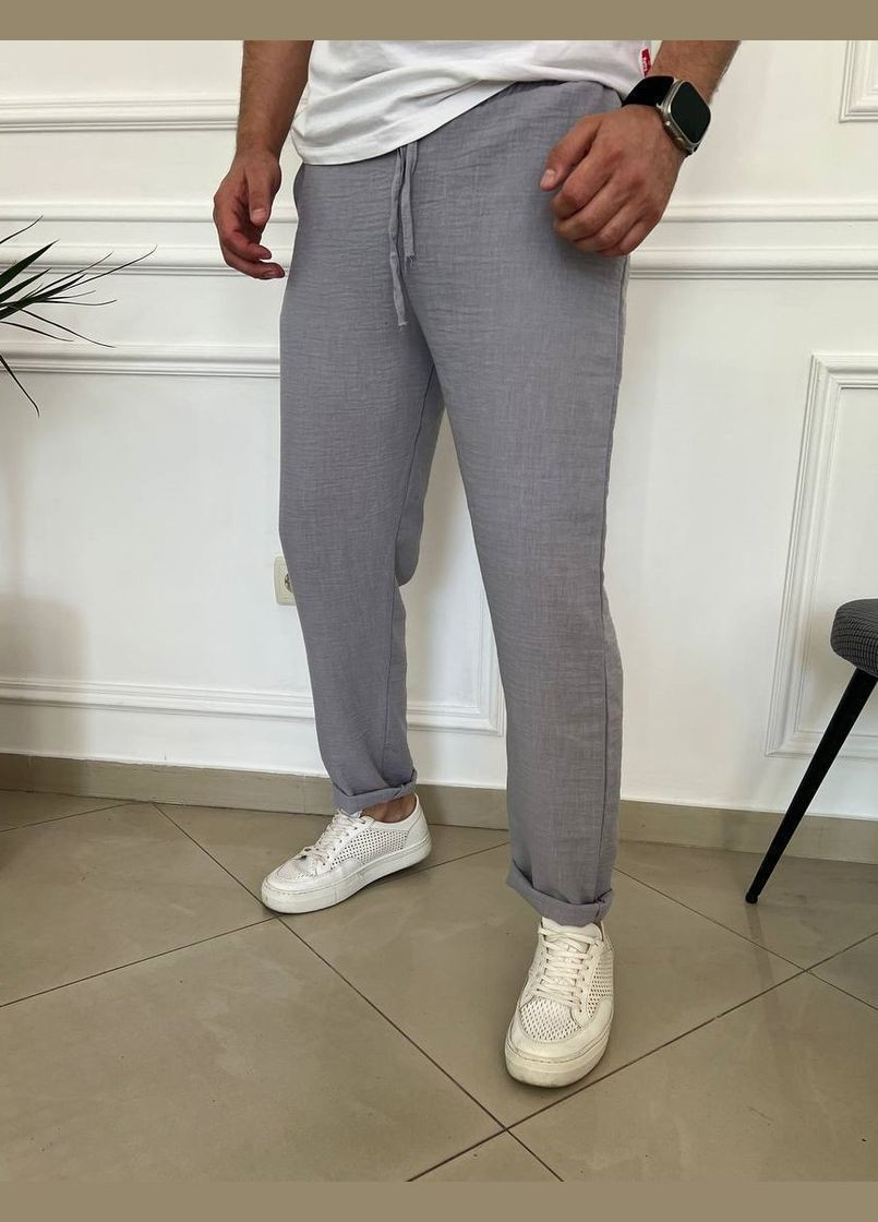 Серые летние брюки No Brand