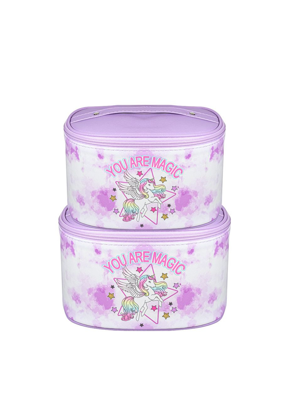 Набір косметичок жіночих каркасних зі штучної шкіри ПВХ, 2 шт., Бузковий No Brand (317638771)