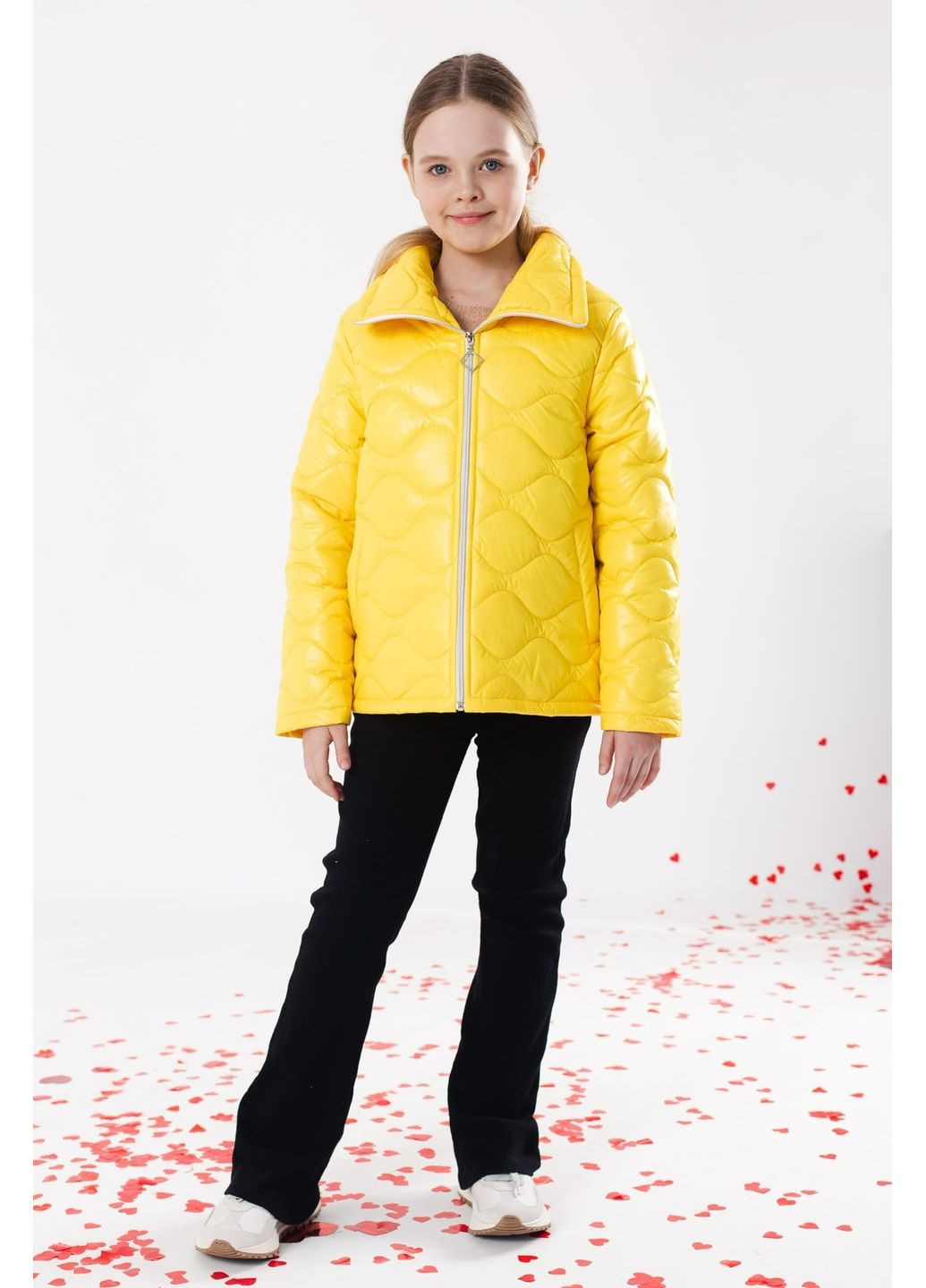 Жовта демісезонна дитяча демісезонна куртка для дівчинки «емма» denchik (dn-8417) Деньчик