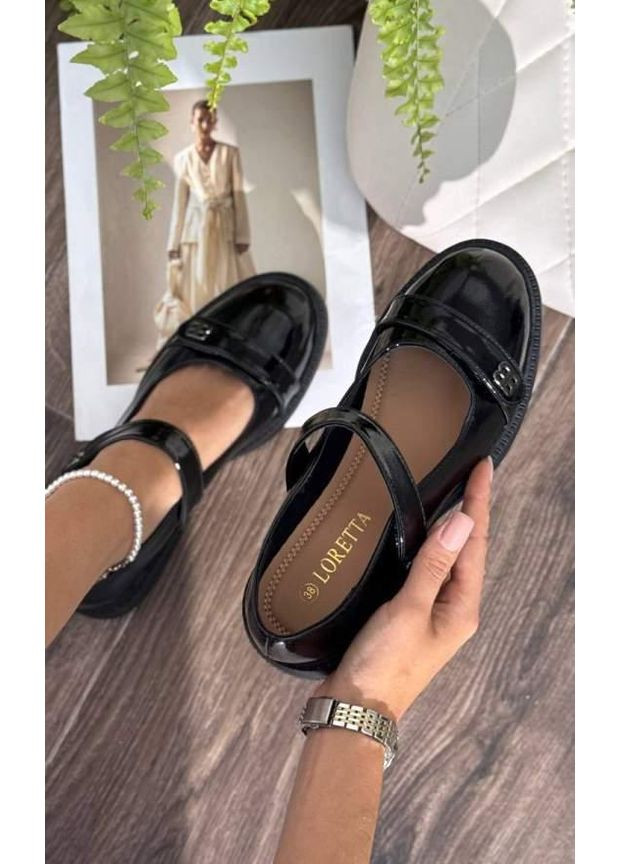 Loretta Туфли женские черные на липучках лодочки черный з искусственная кожа, китай — демисезон (353305880)