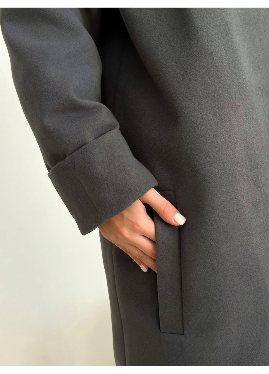 Сіре демісезонне Жіноче кашемірове пальто з поясом Vakko