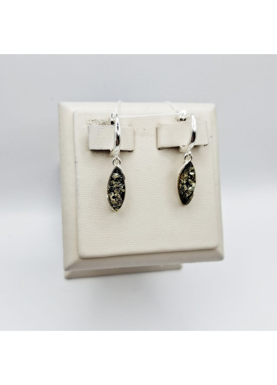 Сережки срібні з бурштином 3,54 г No Brand (369737013)