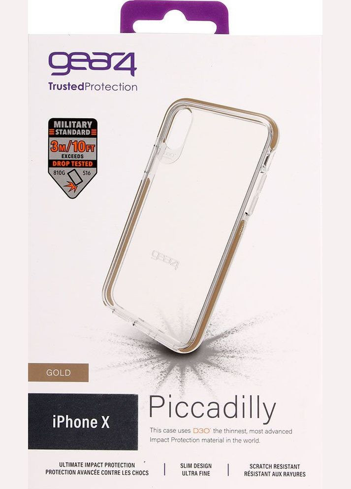 Фирменный противоударный чехол Piccadilly Gold D3O SM для iPhone X Xs Gear4 (322031648)