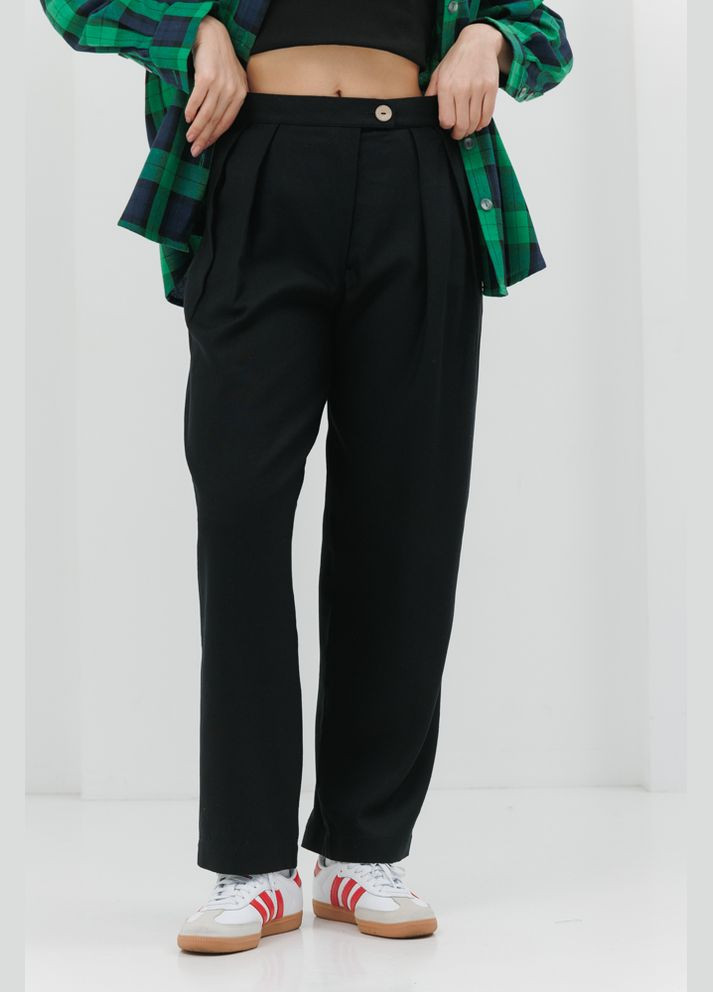 Женские льняные брюки-бананы серые Arjen (294907386)