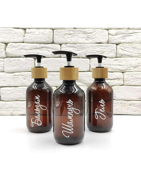 Набор дозаторов для ванной "Реймс" 300 мл пластик, дерево (3 шт.) укр No Brand (298794567)