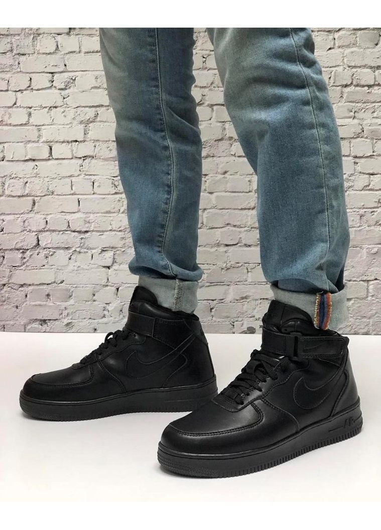 Чорні Зимовий кросівки чоловічі nike air force high winter black найк аір форс 1 преміум No Brand