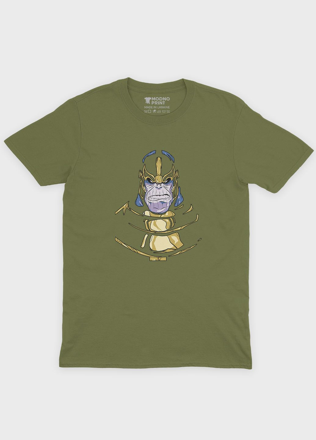 Хаки (оливковая) летняя мужская футболка с принтом супезлоды - танос (ts001-1-hgr-006-019-018-f) Modno