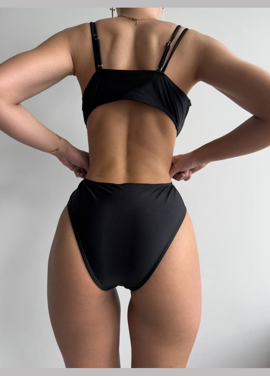 Черный летний необычный ассиметричный купальник слитный Vakko