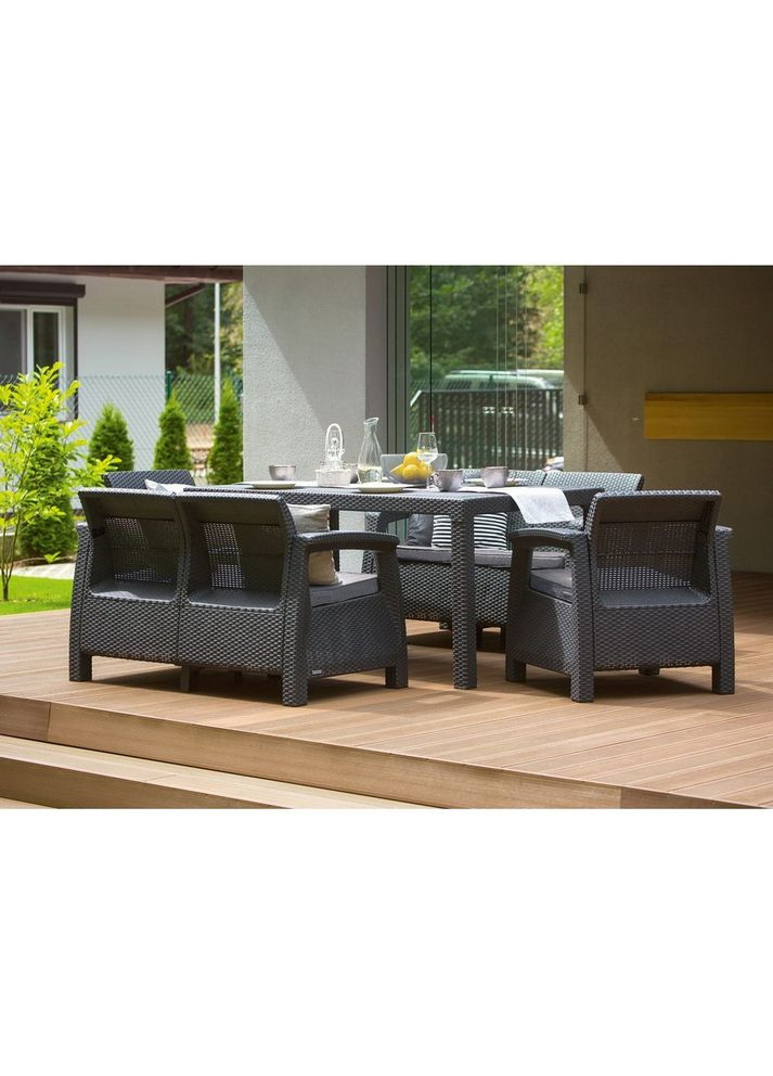 Комплект садовой мебели Corfu Fiesta Set 2 дивана + 2 кресла + 1 стол графит 223216 Keter (317306178)