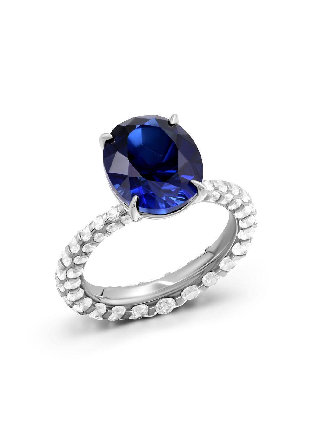 Серебряное кольцо с фианитами и сапфиром 3К155-0002 Zarina (278388384)