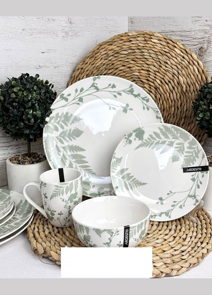 Сервіз столовий Capri AR0012CWG/4 12 предметів зелений Ardesto (364499749)