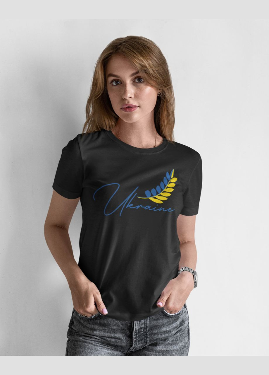 Чорна літня жіноча патріотична футболка ukraine чорна 44 Mishe 240014