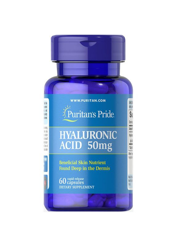 Препарат для суглобів і зв'язок Puritan's Pride Hyaluronic Acid 50 mg, 60 капсул Puritans Pride (324608157)