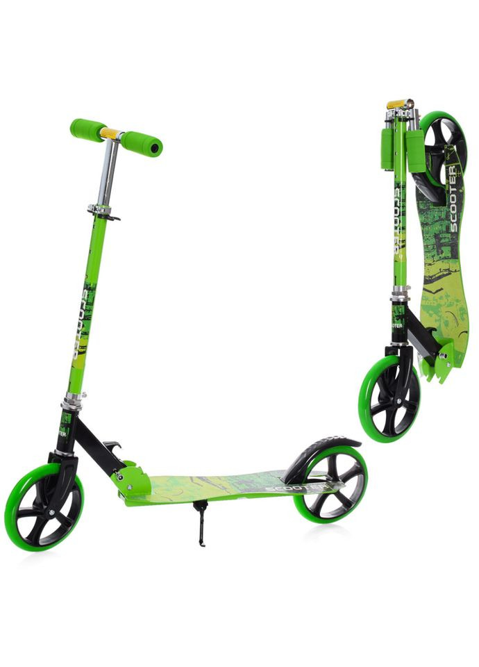 Самокат дитячий складний зелений для дітей від 6 років комбінований транспорт з поліуретановими колесами iTrike (368757679)