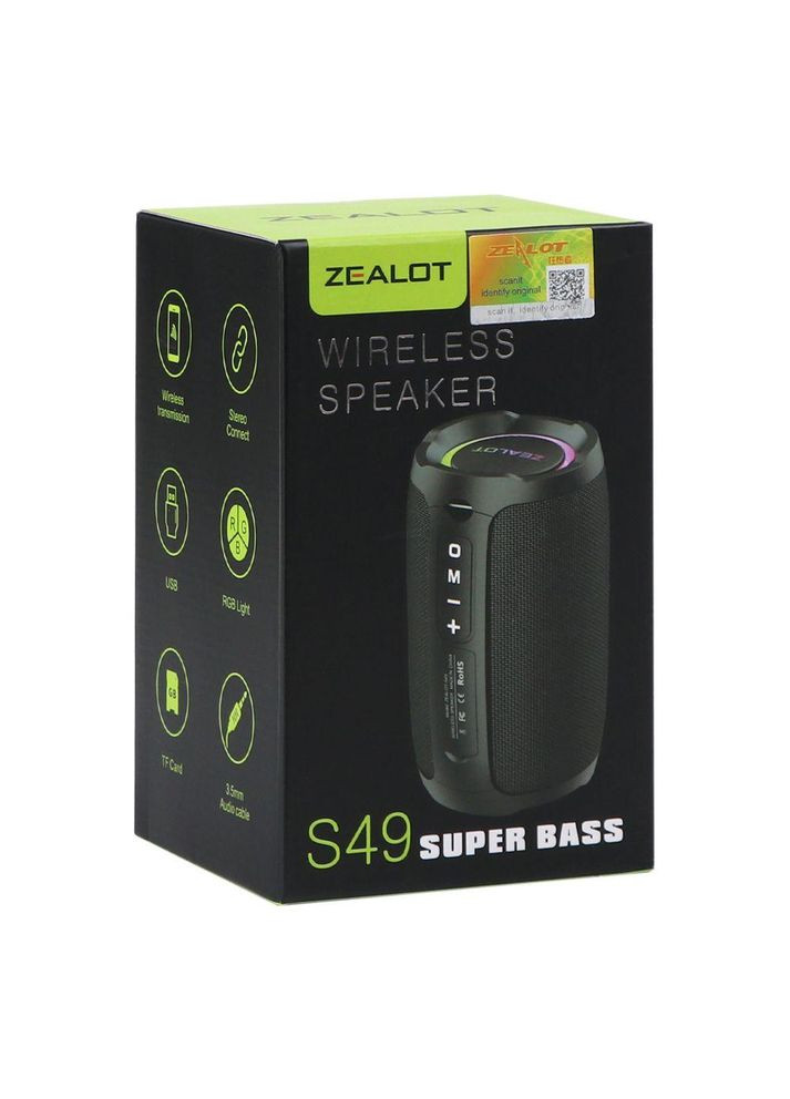 Портативная беспроводная колонка S49 IP67 Блютуз V5.0,звук в Hi-Fi качестве с глубокими Zealot (340935473)