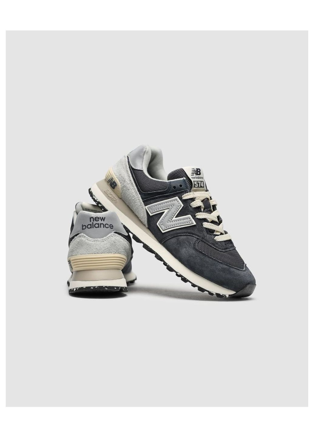 Серые демисезонные кроссовки мужские new balance No Brand 574 Classic Dark Blue/Grey/White