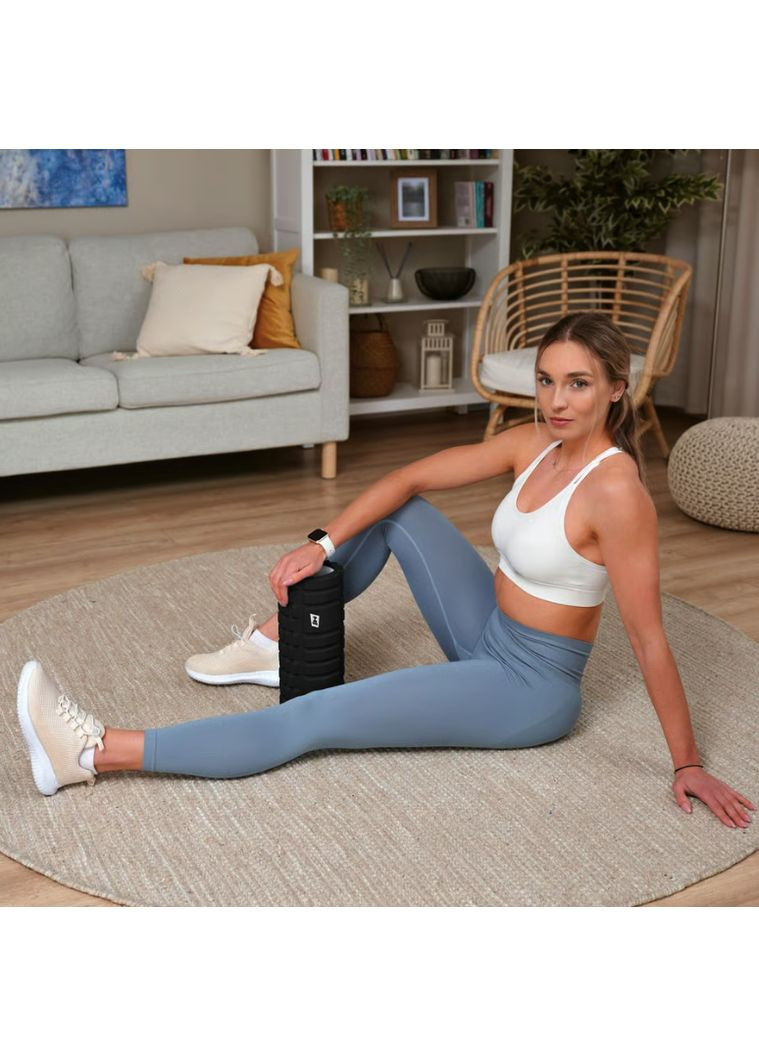 Роллер массажер (валик, ролик) EVA 33см HS-A033YG черный Hop-Sport (361951562)