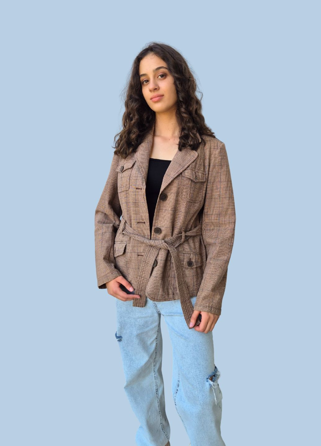 Жакет жіночий під пояс у клітинку Biaggini (361308073)