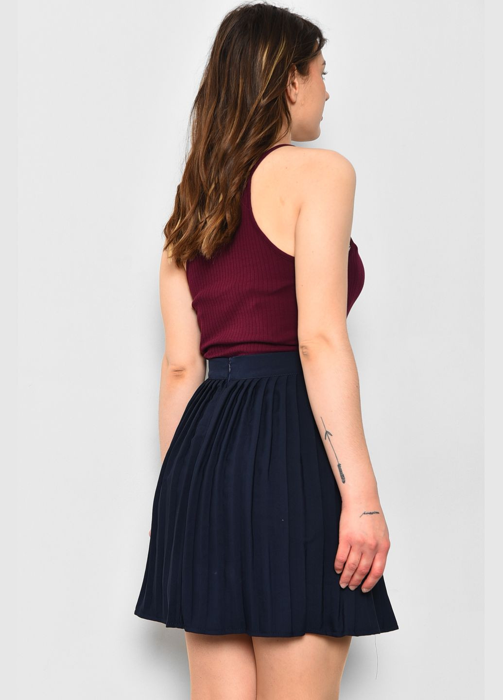 Темно-синяя повседневный однотонная юбка Let's Shop плиссе